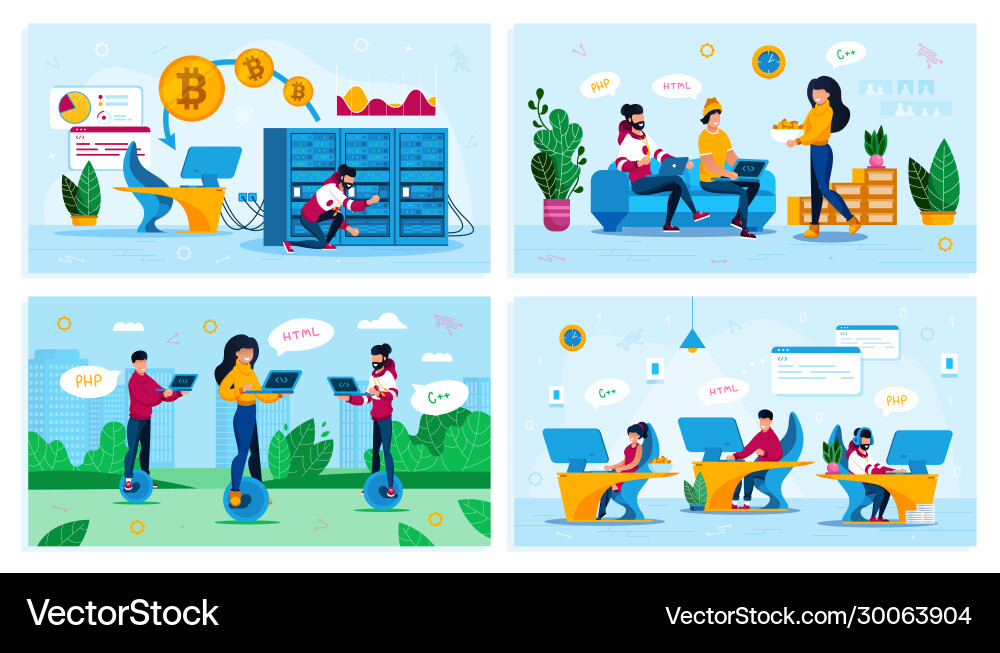 Web developers programmers work concepts Web developers programmers work concepts vector image