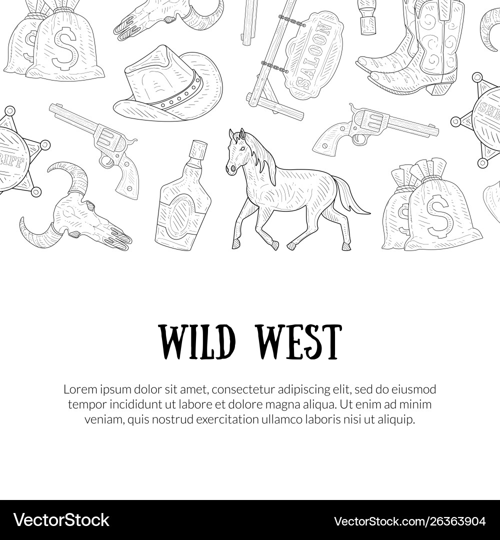Wilder Westbanner Vorlage mit Platz für Text Wilder Westbanner Vorlage mit Platz für Text vektorbild