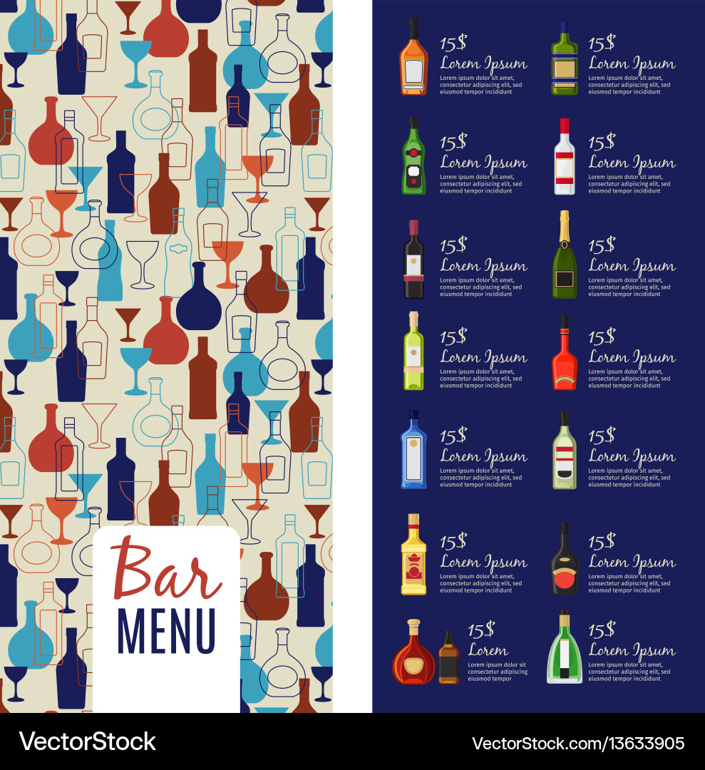 Alcohol Menu Booklet Template Vector Image