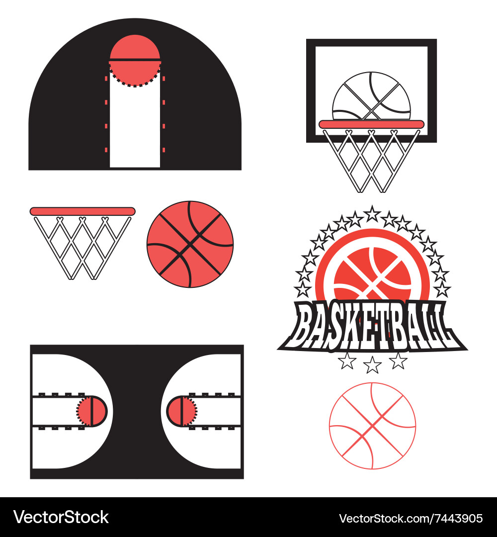 Basketball game objects icons vector image