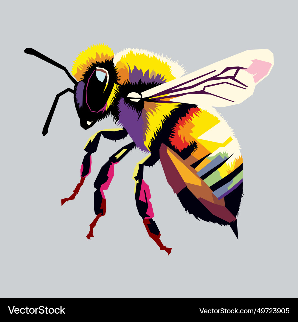 Bee drawn using art style pop Vector Image
