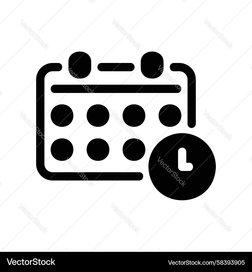 Calendar with Clock Icon - Scheduling Vector Image