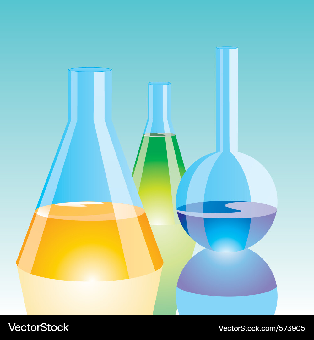 Colorful Chemical Flasks Vector Image