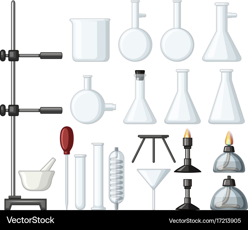 Different types of science containers and burners Vector Image