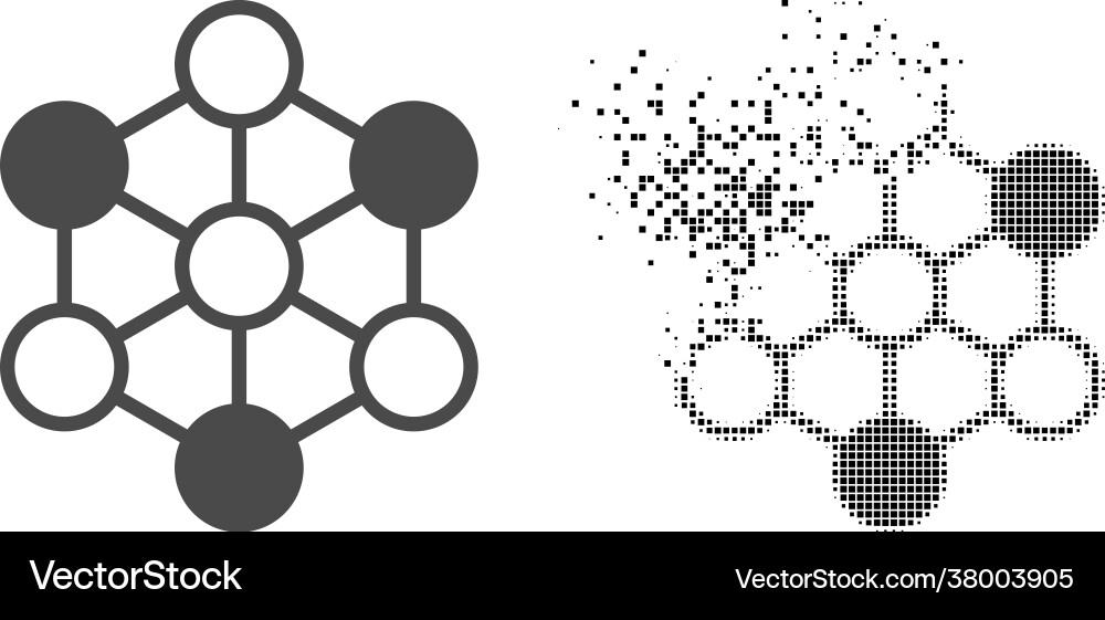 Dissolving dot and original blockchain icon Vector Image
