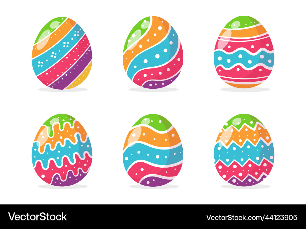 Eggs painted in various colorful patterns Eggs painted in various colorful patterns vector image