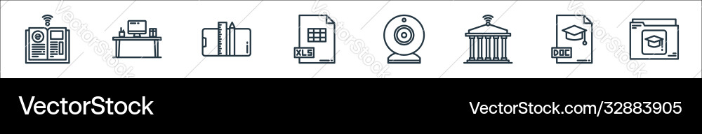 Elearning line icons linear set quality Elearning line icons linear set quality vector image