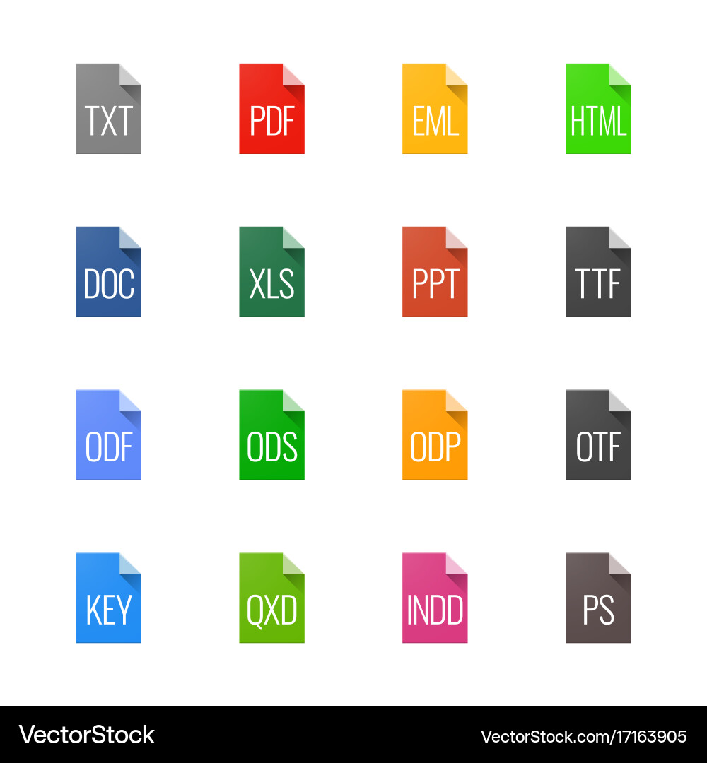 File type icons - texts fonts and page layout vector image