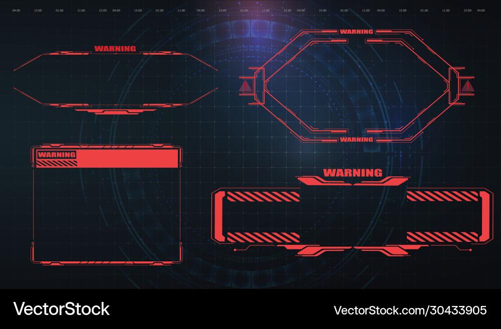 Futuristic HUD & UI Elements - Warning Signals vector image