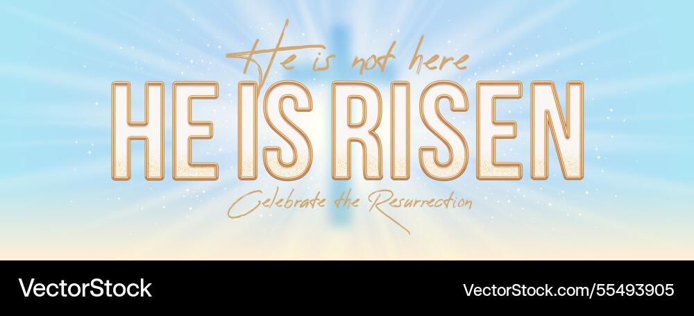 He is risen - lettering quote with golden letters He is risen - lettering quote with golden letters vector image