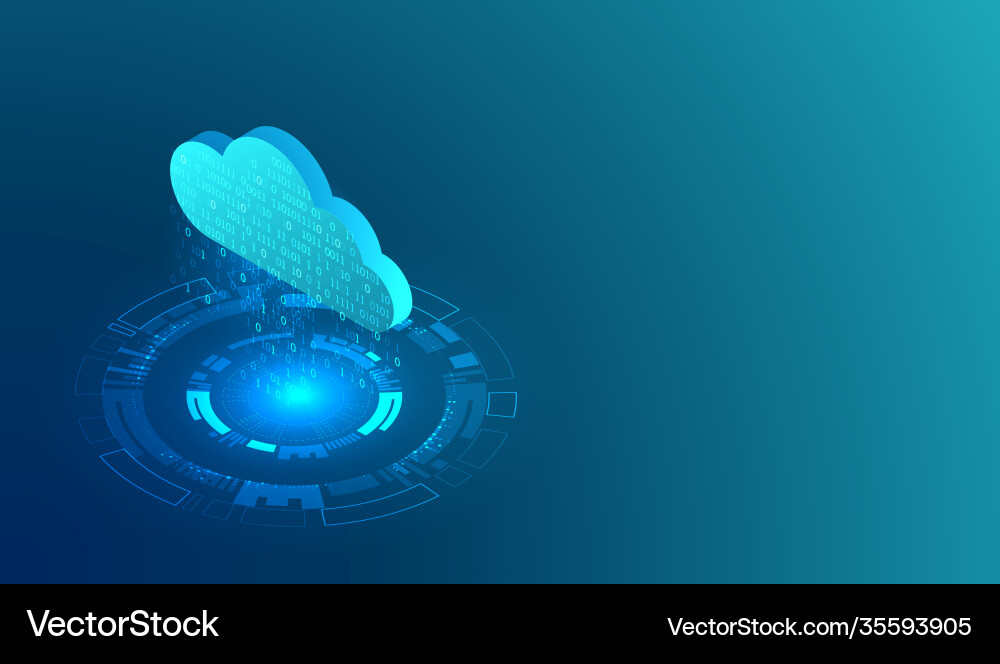 Isometric big data flow processing concept cloud vector image