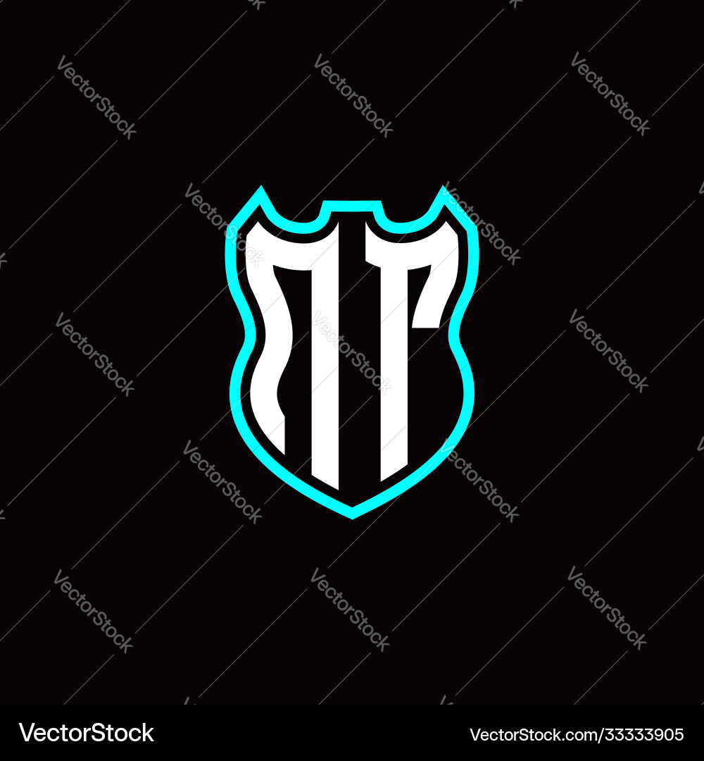 N t initial logo design with shield shape N t initial logo design with shield shape vector image