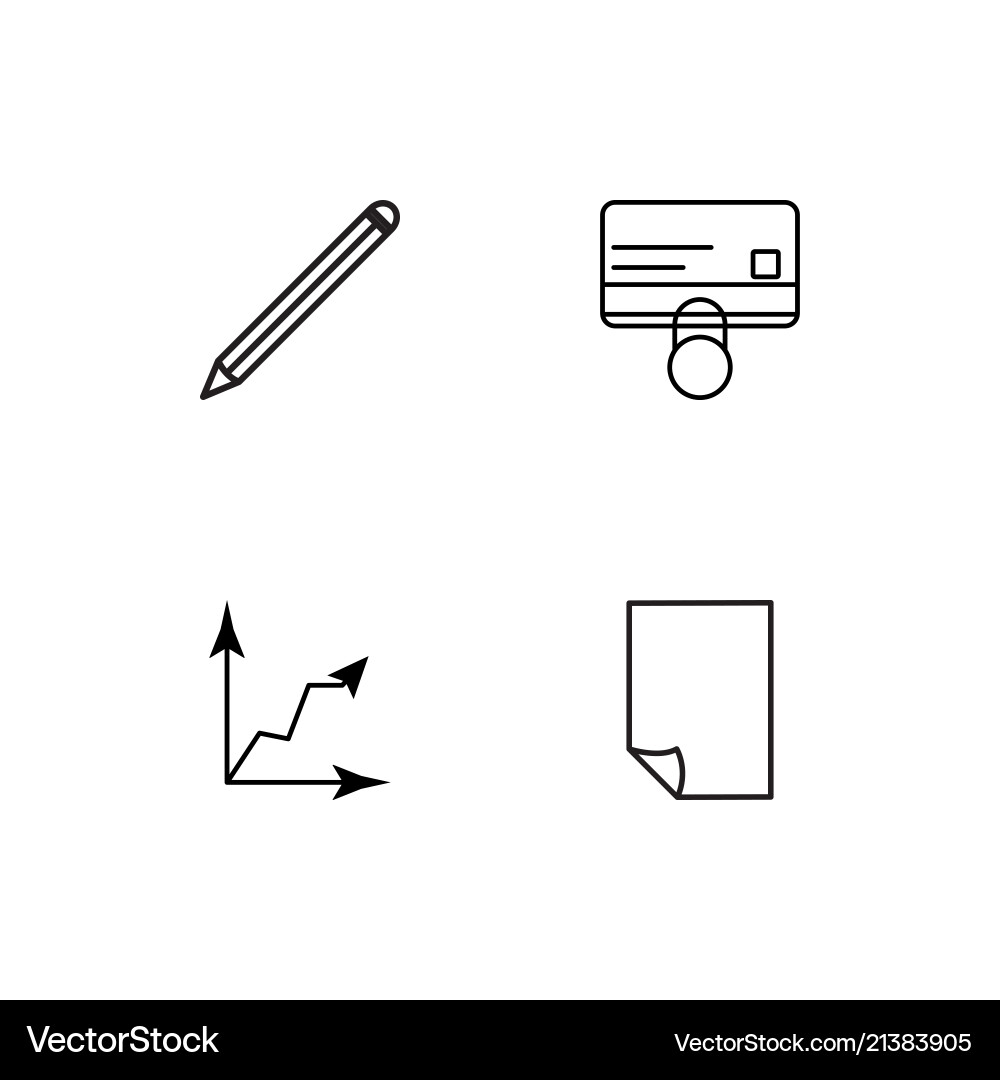 Office linear icons set simple outline Vector Image