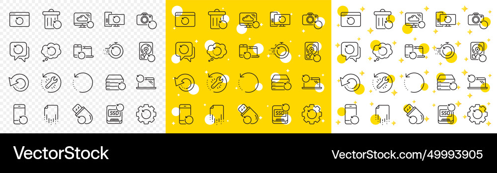 Recovery line icons backup restore data Recovery line icons backup restore data vector image