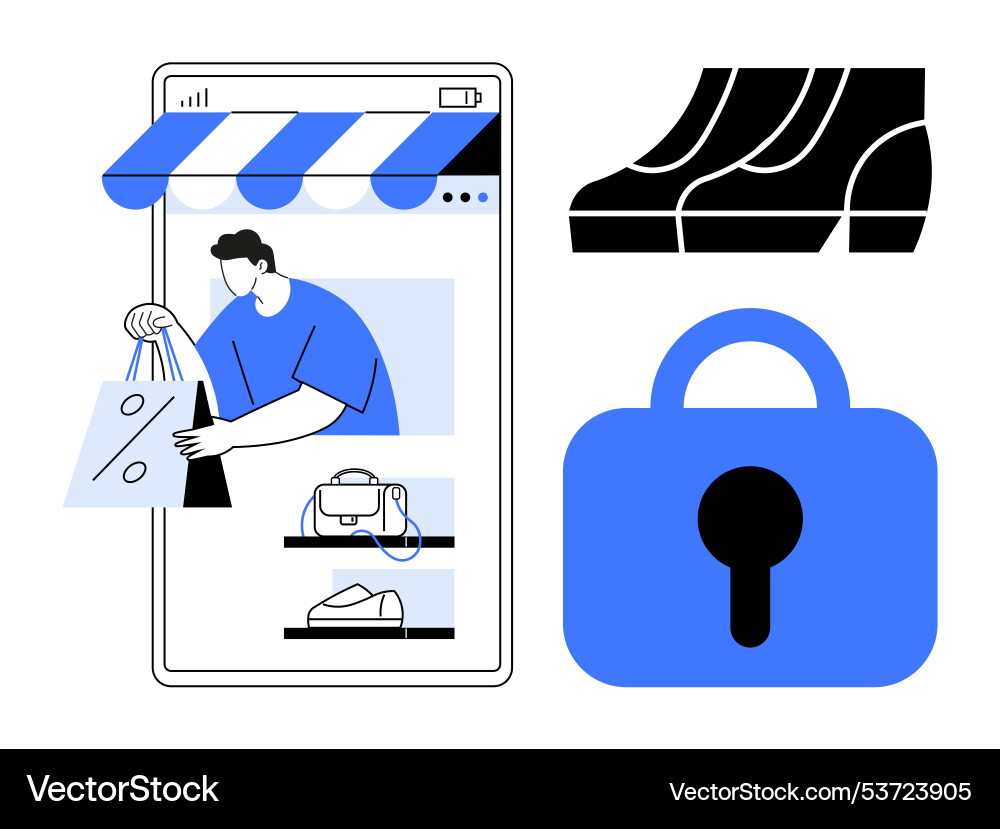 Secure online shopping with e-commerce mobile app vector image