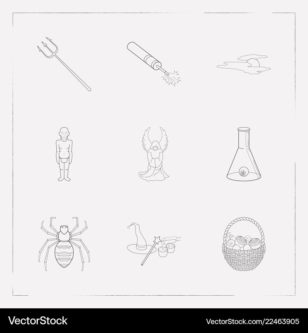 Set of feast icons line style symbols with voodoo vector image
