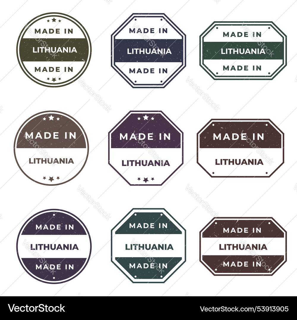 Set of made in lithuania labels ready to use Set of made in lithuania labels ready to use vector image