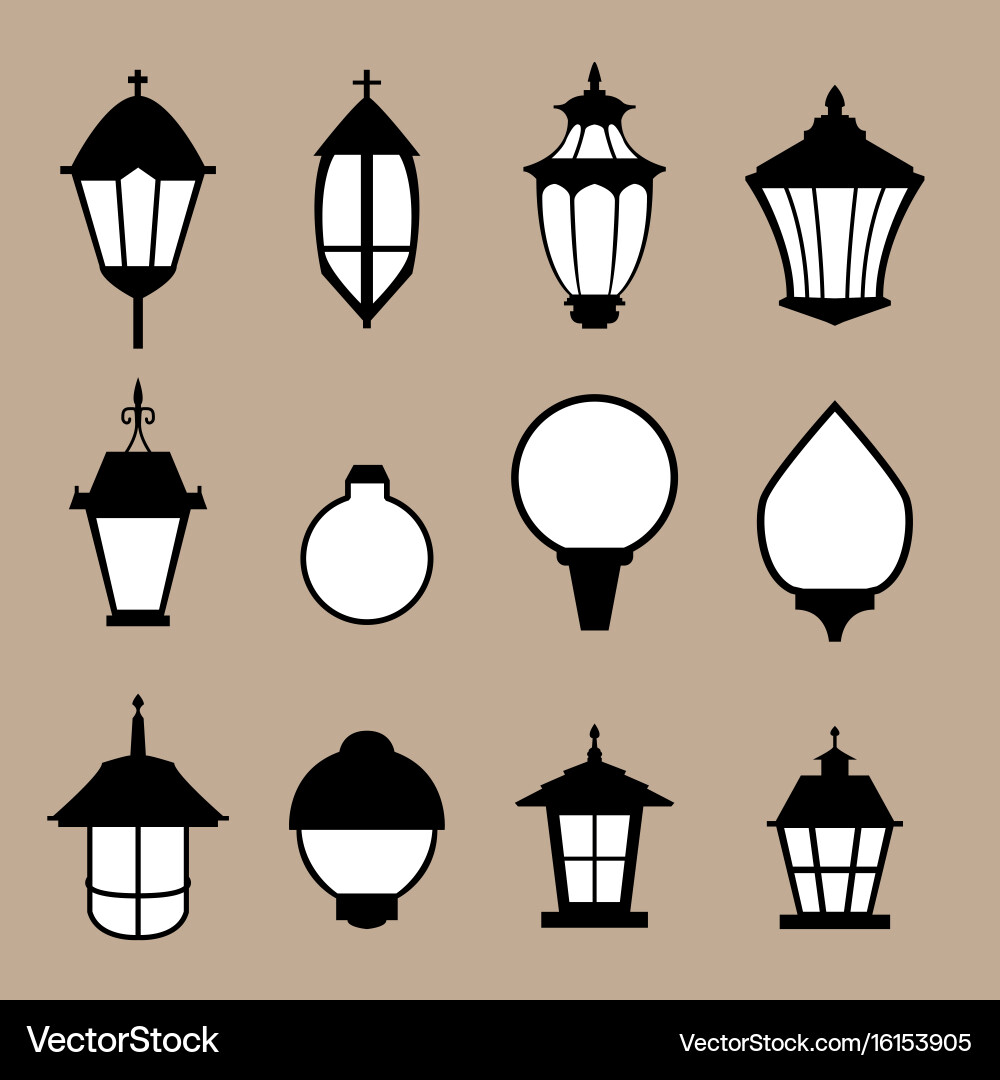 Set of modern lamp in flat style isolated Vector Image