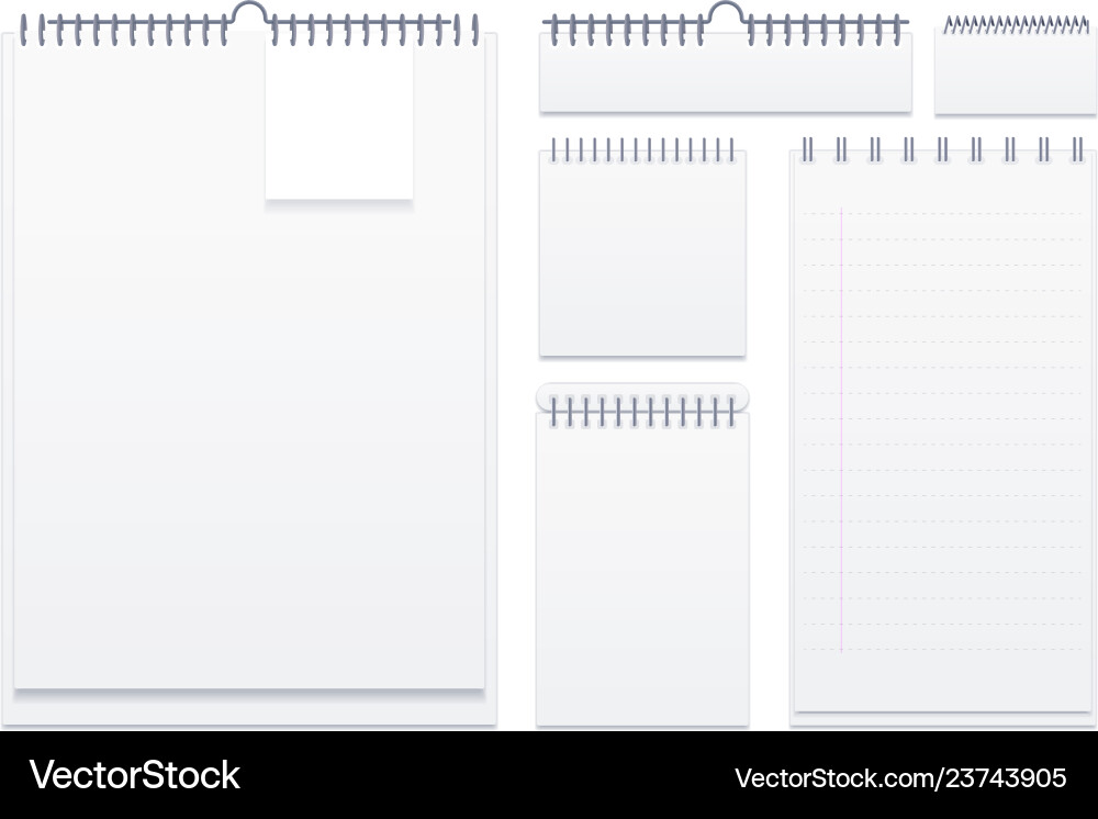 Set of notepads with empty pages vector image