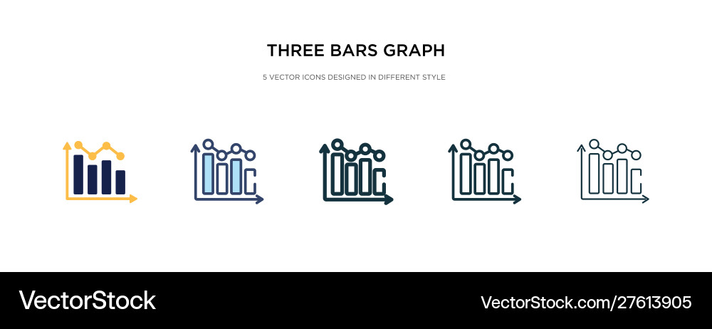 Three bars graph icon in different style two Three bars graph icon in different style two vector image