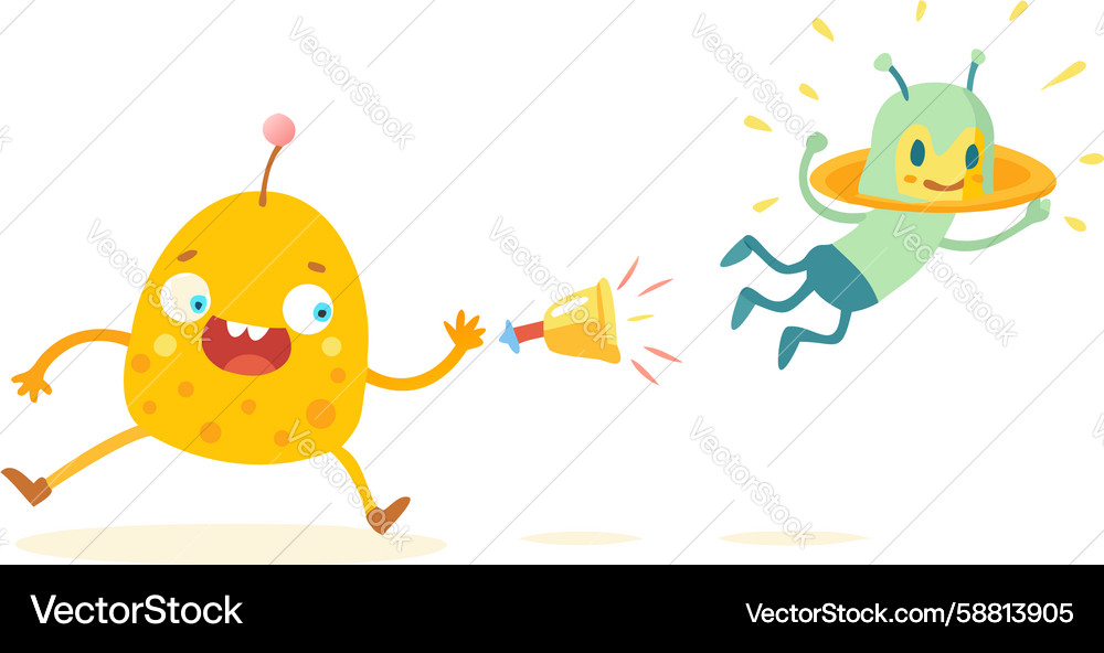 Two playful bug characters interacting Vector Image
