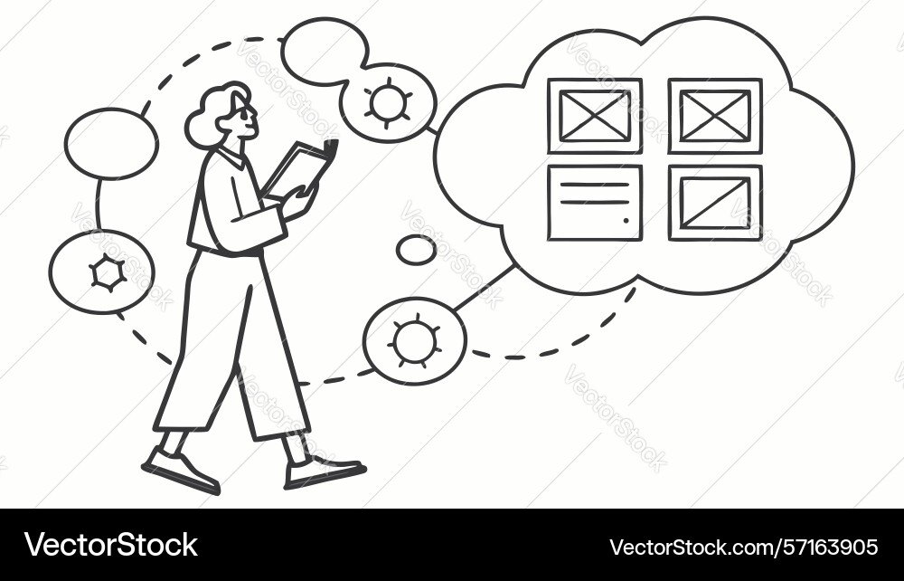 User interacting with digital concepts and ideas vector image