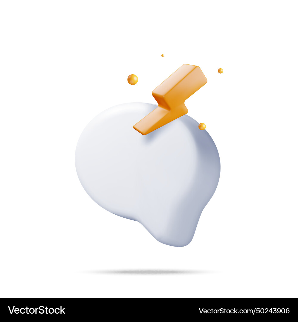 3d white blank speech bubble with lightning 3d white blank speech bubble with lightning Vector Image
