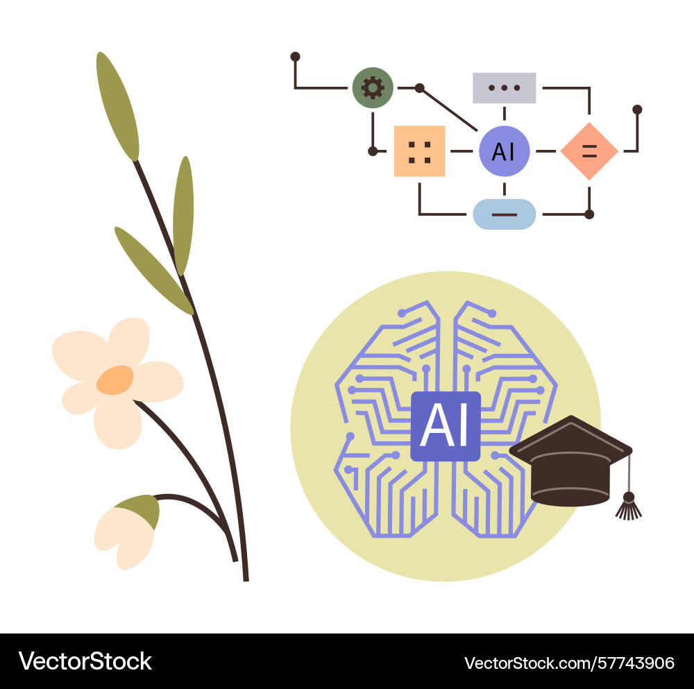 Artificial intelligence concepts with neural Artificial intelligence concepts with neural vector image