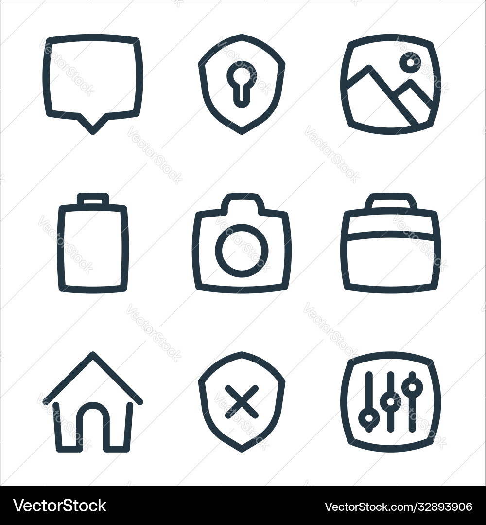 Basic ui line icons linear set quality Basic ui line icons linear set quality vector image