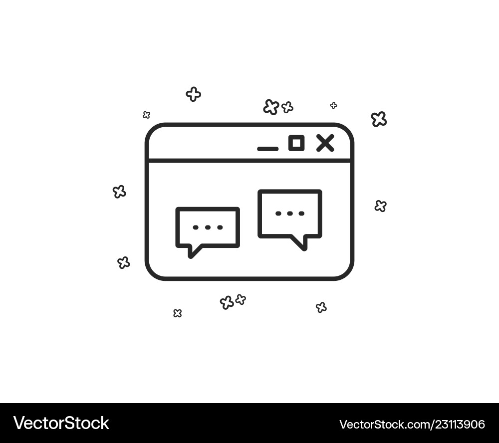 Browser window line icon chat speech bubbles vector image