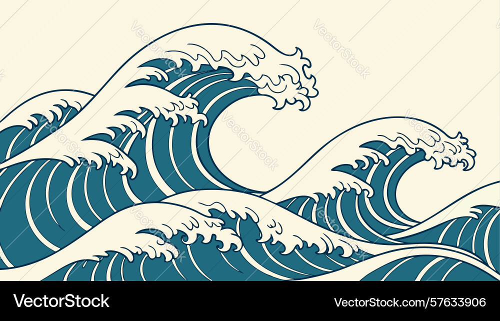 Crashing ocean waves design generative ai vector image