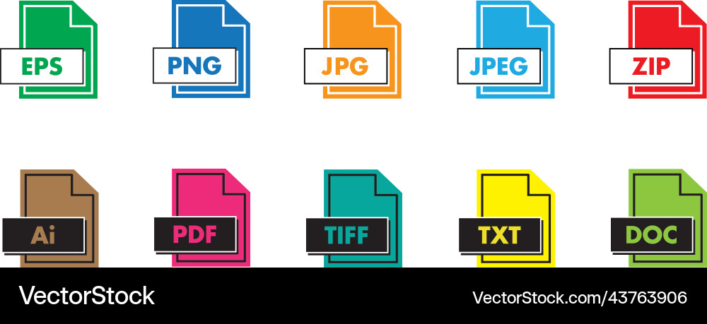 File type icon set format of documents vector image