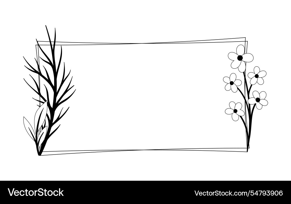 Frame with leaves rectangular decorative element Frame with leaves rectangular decorative element Vector Image