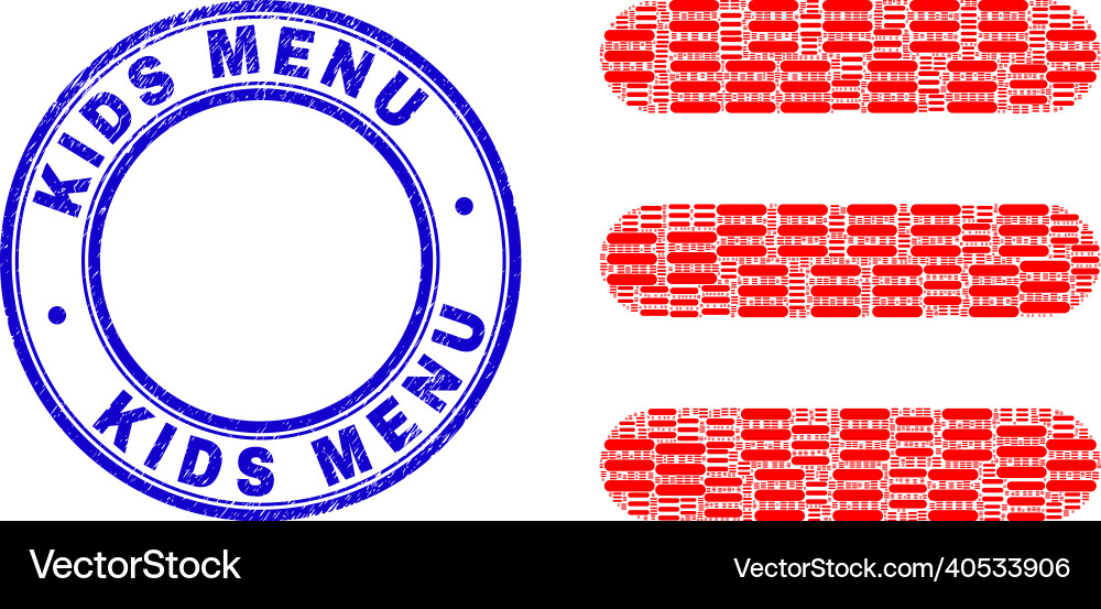 Grunge kids menu stamp and list recursion Grunge kids menu stamp and list recursion vector image