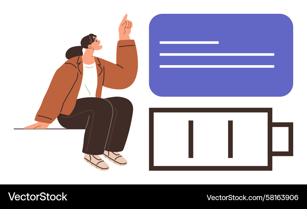 Idea Spark: Low Battery Reflection Vector Image