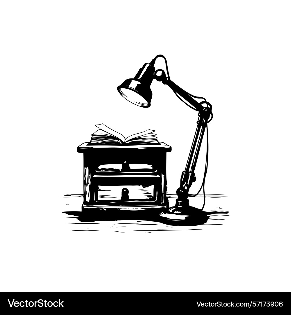 Illuminating knowledge a study lamp and open book vector image