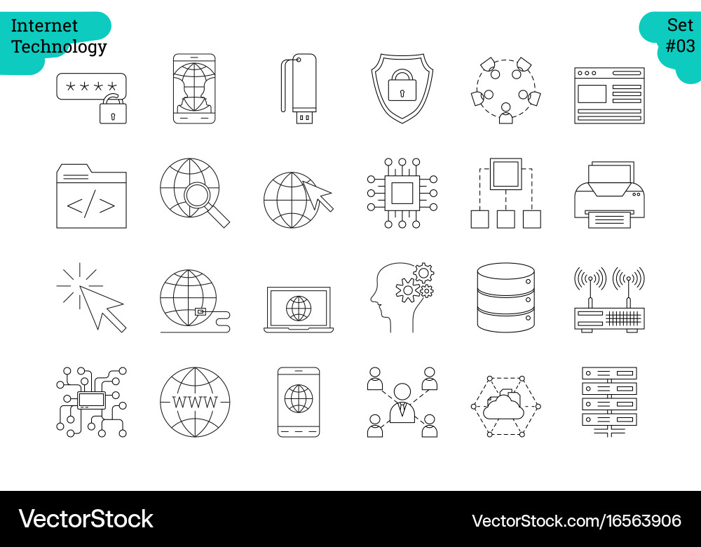 Linear Icon Set - IoT & Tech vector image