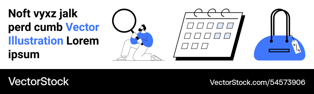 Man analyzing text calendar and handbag Man analyzing text calendar and handbag vector image