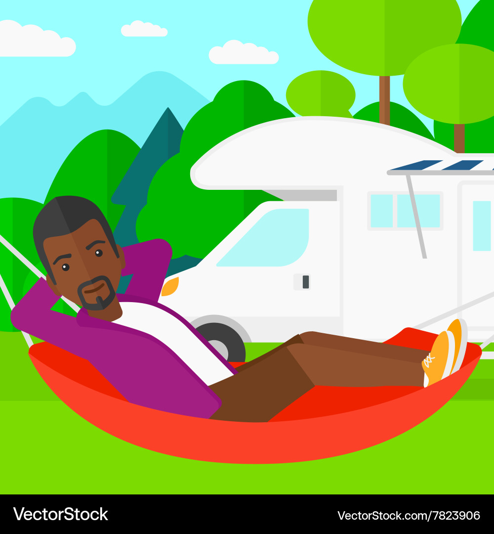 Man lying in hammock vector image