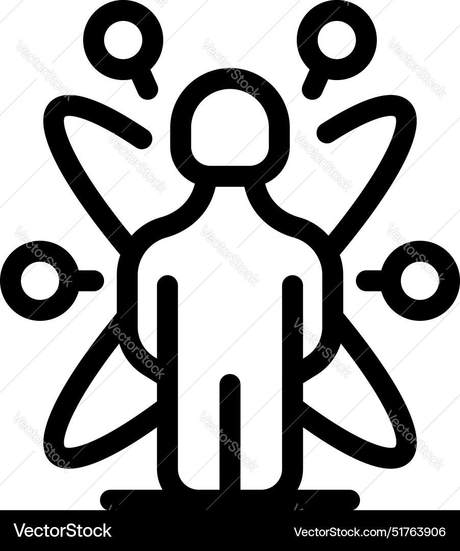 Man standing with multitasking abilities for work Man standing with multitasking abilities for work vector image