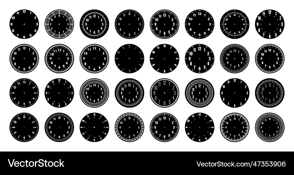 Mechanical clock faces watch dial with numerals Mechanical clock faces watch dial with numerals vector image