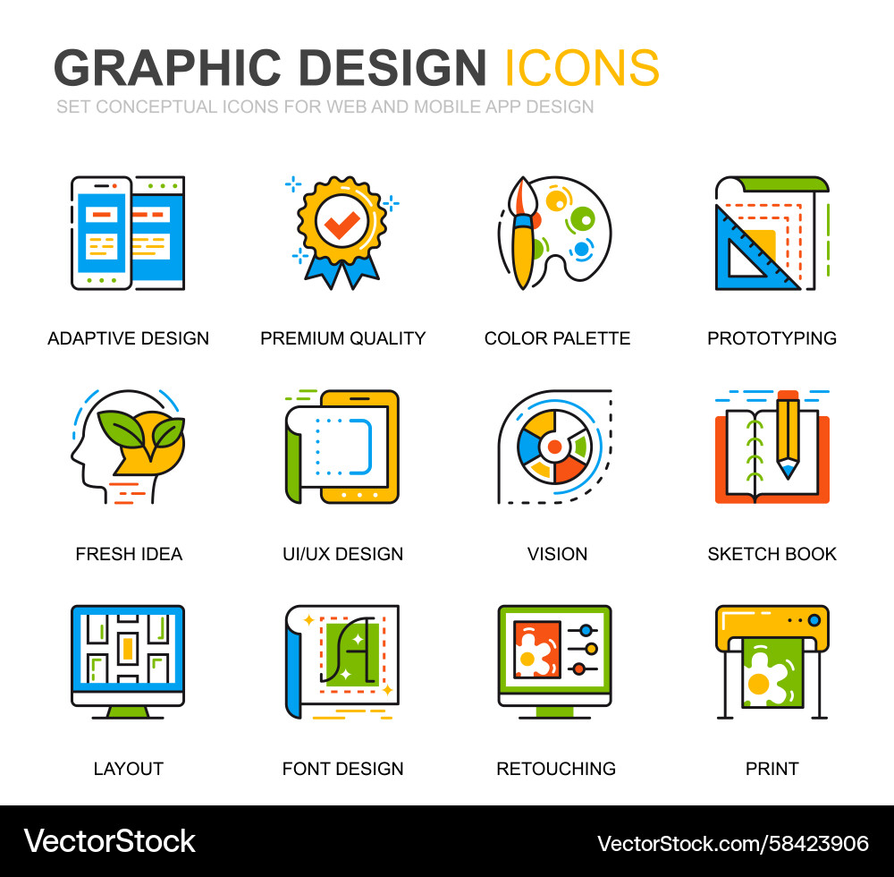 Modern Line Icons - Web & App Vector Image