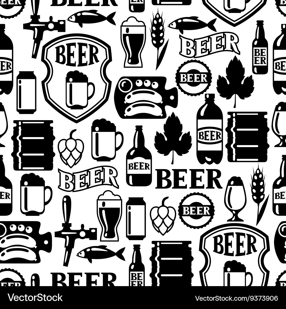 Nahtloses Muster mit Biersymbolen und Objekten vektorbild