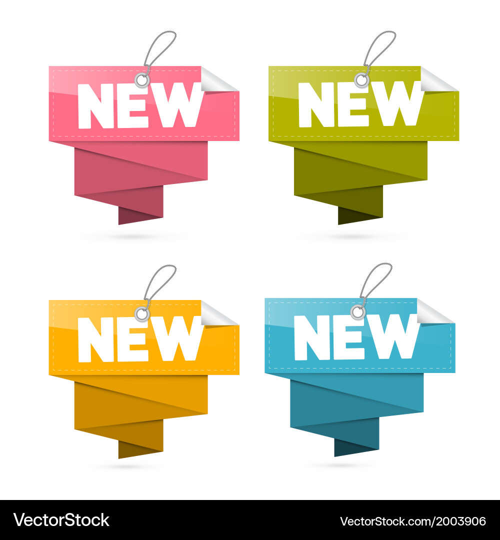 Paper new tags set labels isolated on white Vector Image
