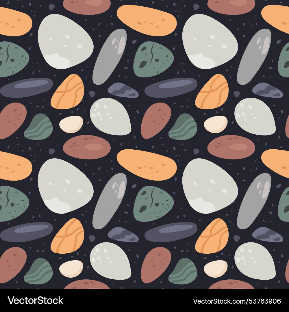 Pebble stones seamless pattern rounded smooth Pebble stones seamless pattern rounded smooth vector image