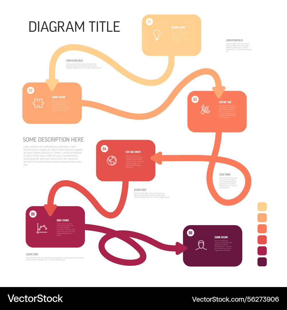Red colorful flowchart with gradient path Red colorful flowchart with gradient path vector image