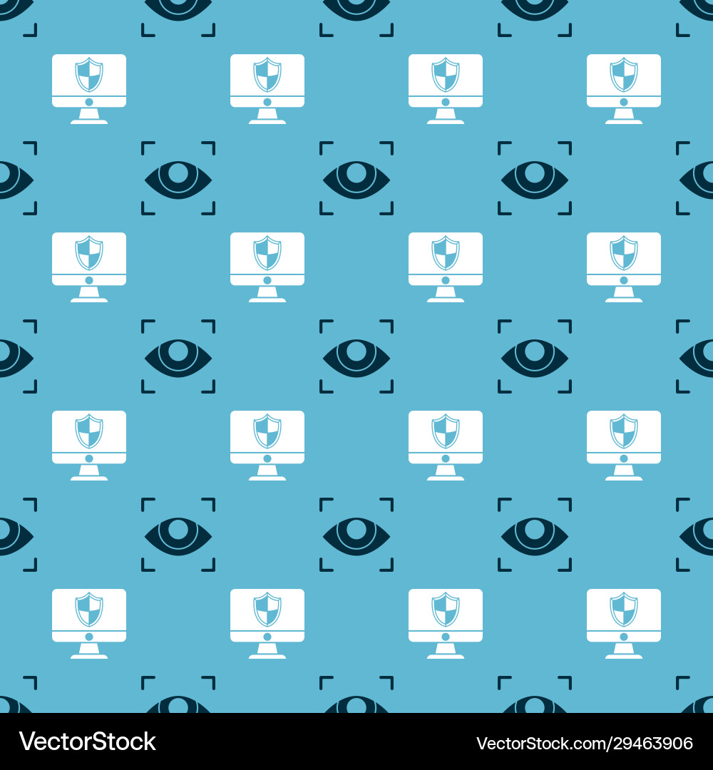 Set eye scan and computer monitor shield Vector Image