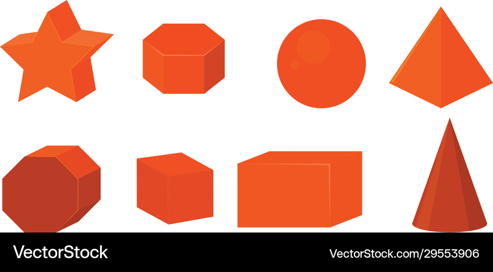 Set geometric shapes in red color Set geometric shapes in red color Vector Image