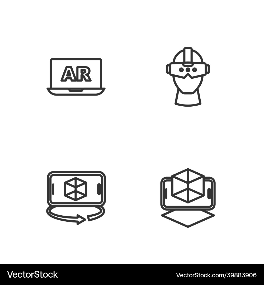 Set line 3d modeling augmented reality ar Vector Image