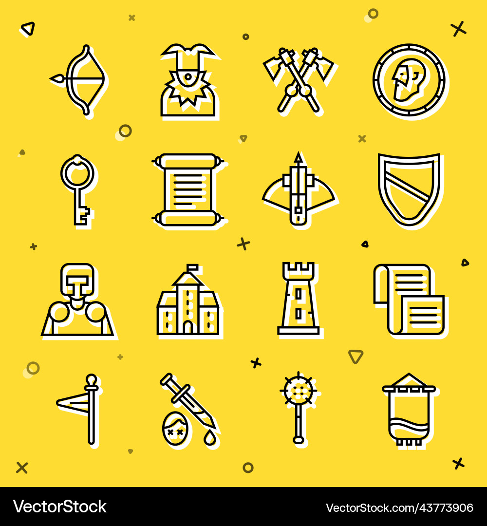 Set line medieval flag decree parchment scroll Set line medieval flag decree parchment scroll vector image